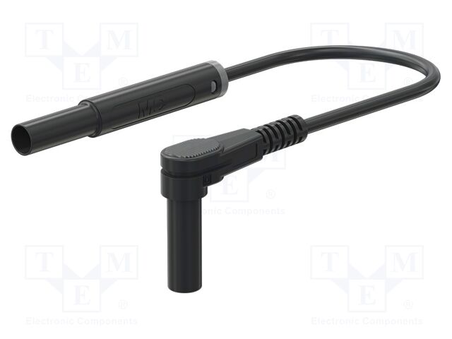 Test lead; 19A; banana plug 4mm,angular banana plug 4mm; black