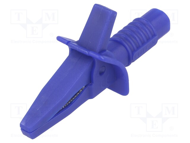 Crocodile clip; 10A; blue; max.25mm; Connection: 4mm socket