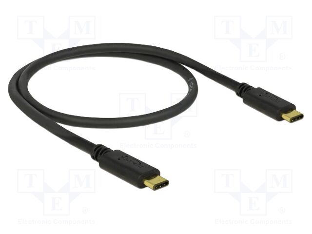 Cable; USB 2.0; USB C plug,both sides; 0.5m; black; 23AWG,32AWG