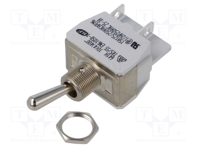 Toggle Switch, Off-On, DPST, Non Illuminated, 600H Series, Panel Mount, 15 A