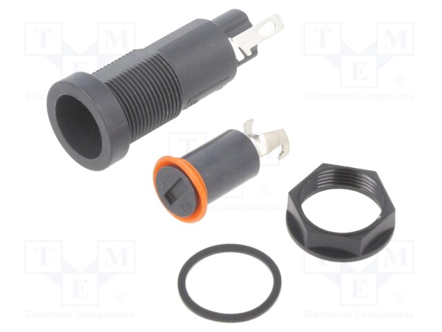 Fuse holder; cylindrical fuses; 5x20mm; 10A; Mounting: on panel