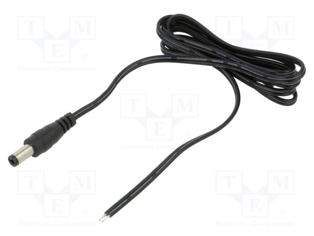 Cable; 2x0.5mm2; DC 5,5/2,5 plug; straight; black-gray,black; 1m