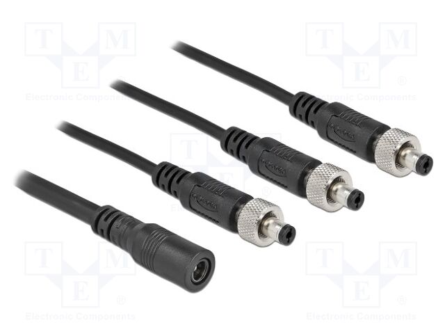 Cable; DC 5,5/2,1 plug x3,DC 5,5/2,1 socket; straight; black
