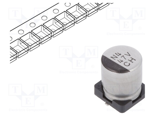 Capacitor: electrolytic; SMD; 47uF; 35VDC; Ø6.3x7.7mm; ±20%; 2000h