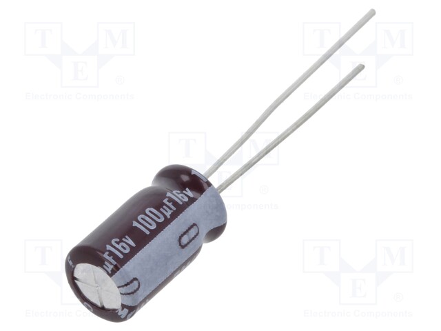 Capacitor: electrolytic; low impedance; THT; 100uF; 16VDC; ±20%
