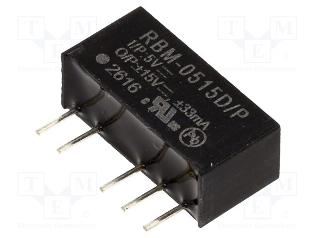 Converter: DC/DC; 1W; Uin: 4.5÷5.5V; Uout: 15VDC; Uout2: -15VDC; SIP6