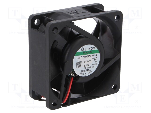 Fan: DC; axial; 24VDC; 60x60x25mm; 67.95m3/h; 33dBA; Vapo; 6100rpm