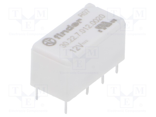 Relay: electromagnetic; DPDT; Ucoil: 12VDC; Icontacts max: 3A; PCB