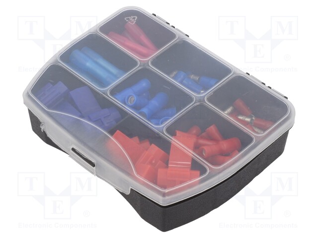 Kit: splice terminals; insulated; crimped; for cable; 90pcs.