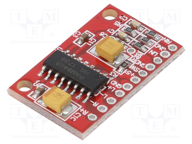 Module: audio; amplifier; analog; 3.6÷5.5VDC; IC: PAM8403; 3W