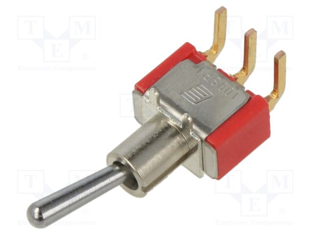 Switch: toggle; Pos: 2; SPDT; ON-ON; 0.02A/20VAC; 0.02A/20VDC; THT