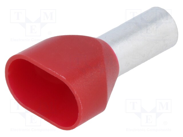 Bootlace ferrule; insulated,double; copper; 10mm2; 12mm; tinned