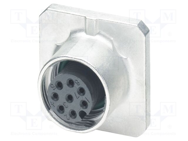 Connector: M12; socket; PIN: 8; female; 30V; straight; IP20; THT; 2A