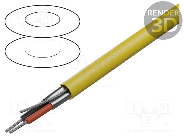 Wire; 1x2x22AWG; shielded,Al-PET foil; PVC; yellow; 300V; 305m