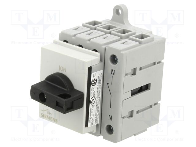 Switch-disconnector; Poles: 3+N; DIN,on panel; 16A; 3LD3; 7.5kW
