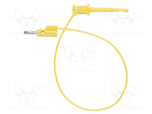 Test lead; 60VDC; 30VAC; 5A; 4,32mm banana plug-mini hook; yellow