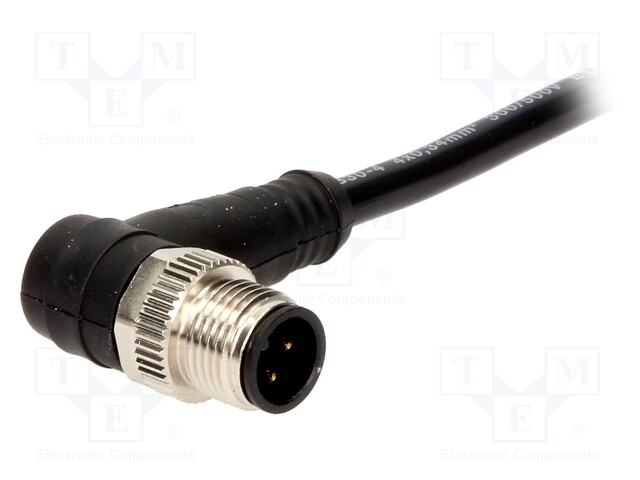 Connector: M8; female; PIN: 3; angled 90°; with lead; plug; 3A; 60V
