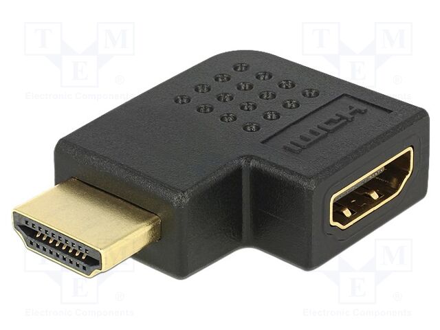 Adapter; HDMI socket,HDMI plug 90° left/right; black