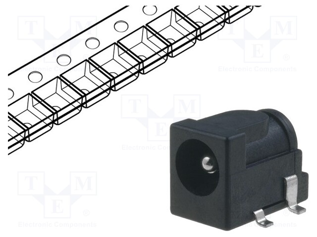 Socket; DC supply; male; 5,5/2,5mm; 5.5mm; 2.5mm; SMT; 2A; 12VDC