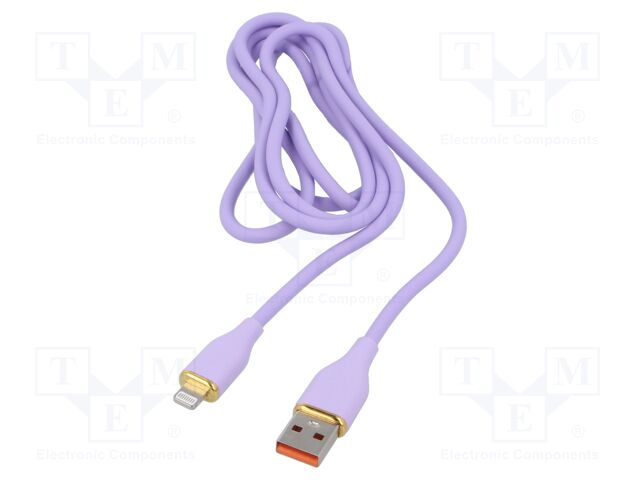 Cable; USB 2.0; Apple Lightning plug,USB A plug; 1.5m; violet