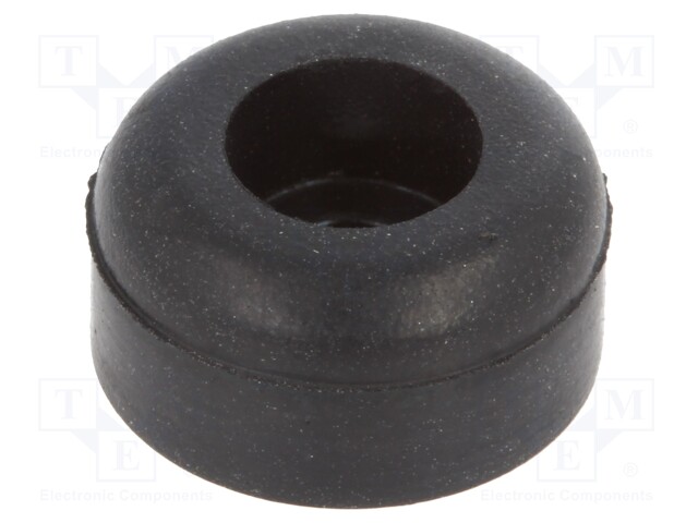 Screw fastened foot; H: 11.1mm; black; Dim: Ø18.2mm; Cutout: Ø3.2mm