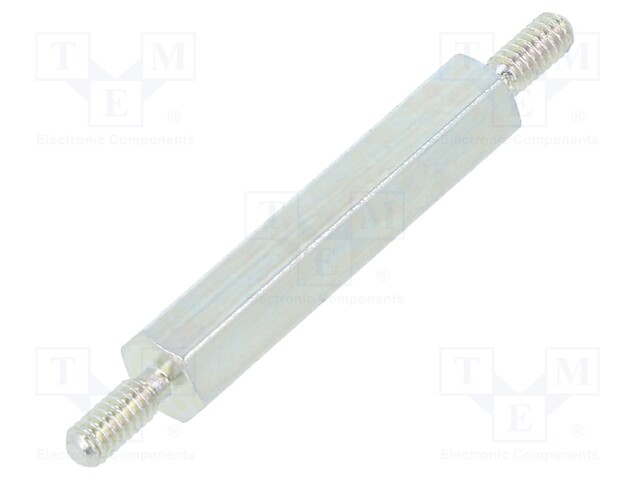 Screwed spacer sleeve; 20mm; Ext.thread: M2; hexagonal; steel