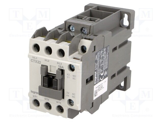 Contactor: 3-pole; NO x3; Auxiliary contacts: NO + NC; 24VDC; 18A