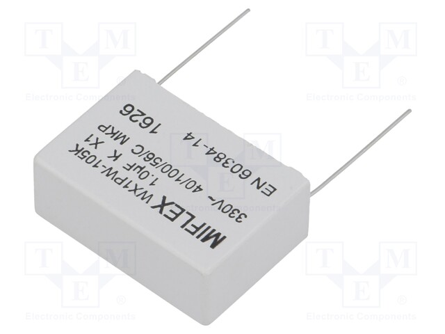 Capacitor: polypropylene; X1; 1uF; 330VAC; ±10%; THT; Pitch: 37.5mm