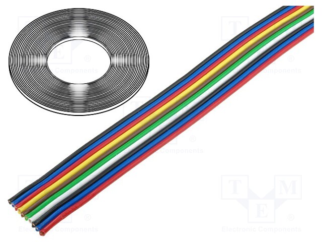Wire: ribbon; stranded; Cu; 10x0,5mm2; unshielded; PVC; 500V; 50m