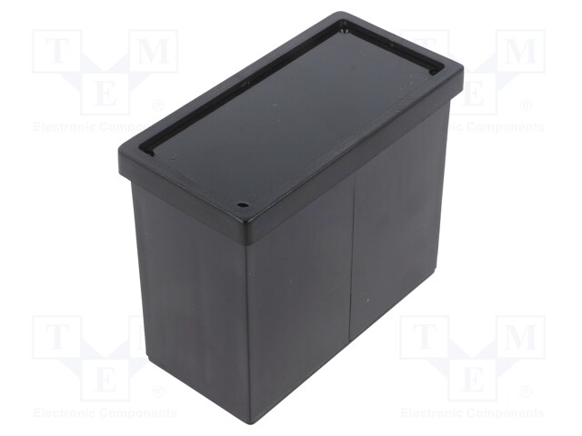 Enclosure: panel; X: 93.6mm; Y: 75.2mm; Z: 46.2mm; ABS; black