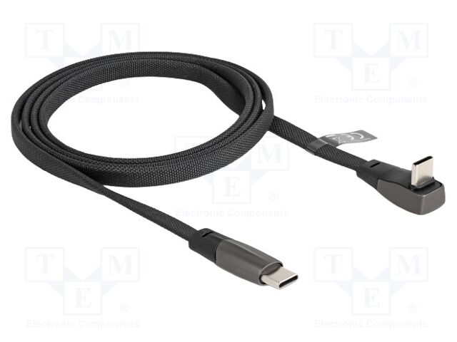 Cable; USB 2.0; USB C plug,USB C plug 90° up/down; 1m; black