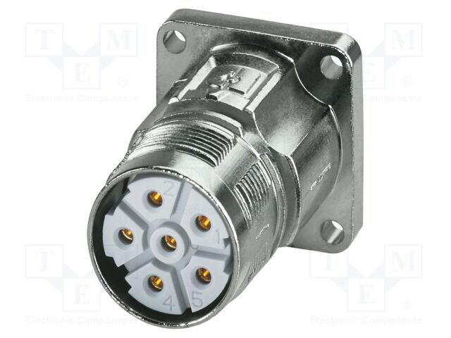 Connector: M23; socket; PIN: 6; crimped; straight; IP68; M23 PRO; 30A