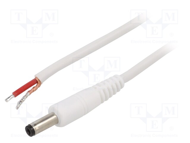 Cable; wires,DC 4,8/1,7 plug; straight; 1mm2; white; 1.5m