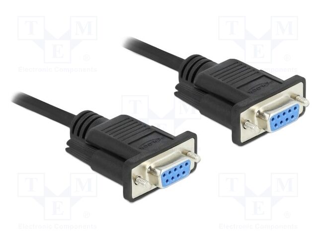 Cable; D-Sub 9pin socket,both sides; PVC; Len: 10m; black; 28AWG