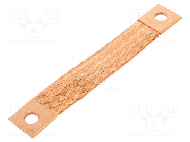 Braids; earthing tape; 25mm2; Ø1: 9mm; Ø2: 9mm; 120A; L: 130mm