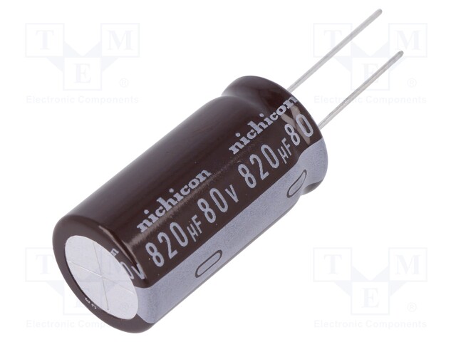 Capacitor: electrolytic; low impedance; THT; 820uF; 80VDC; ±20%