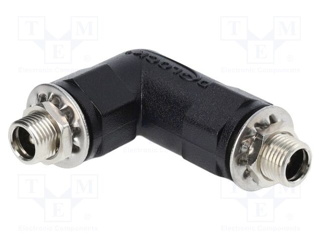 Adapter; both sides,DC 5,5/2,1 socket; black; 5A