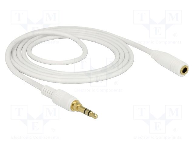Cable; Jack 3.5mm 3pin socket,Jack 3.5mm 3pin plug; 2m; white