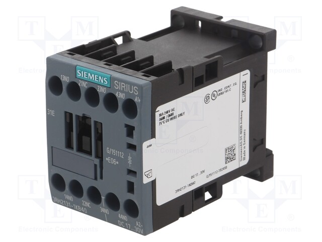 Contactor: 4-pole; NC + NO x3; 24VDC; 10A; DIN,on panel; 3RH20