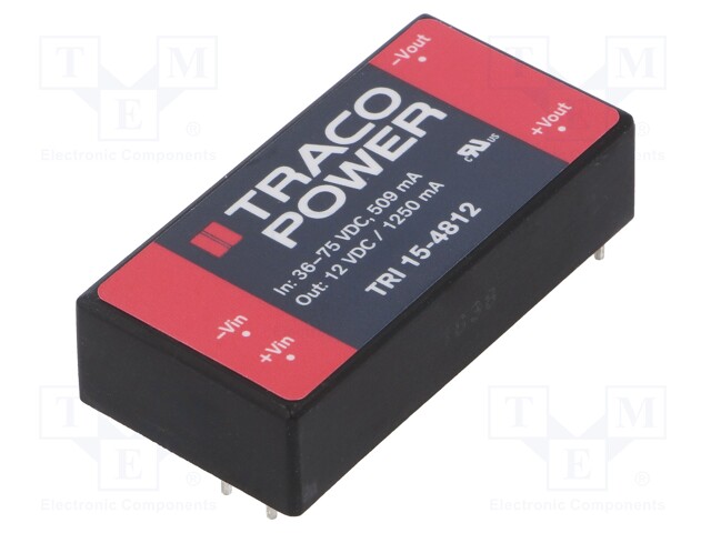 Converter: DC/DC; 15W; Uin: 36÷75V; Uout: 12VDC; Iout: 1.25A; 2"x1"