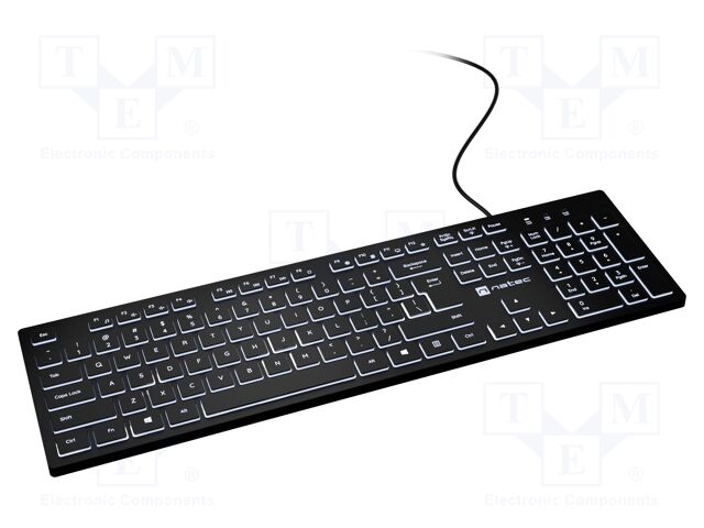 Keyboard; black; USB A plug; wired,slim,US layout; with LED