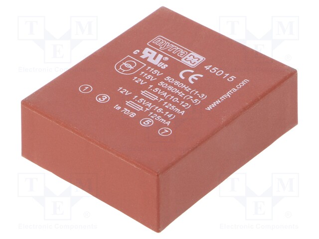 Transformer: encapsulated; 3VA; 115/230VAC; 12V; 12V; 125mA; 125mA