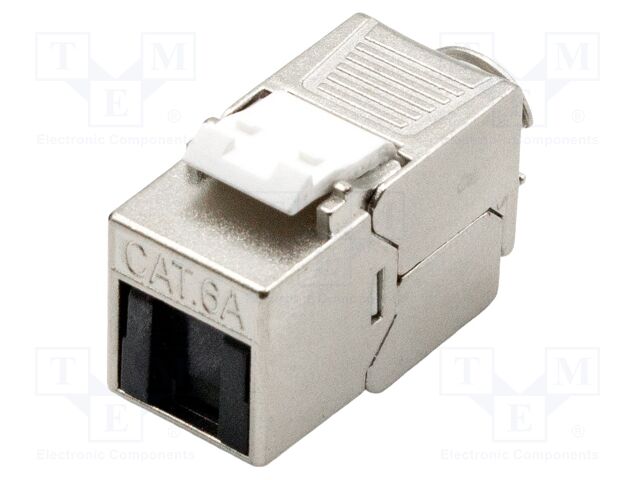 RJ45 module; Keystone; silver; Cat: 6a; on cable; RJ45 socket; 8p8c