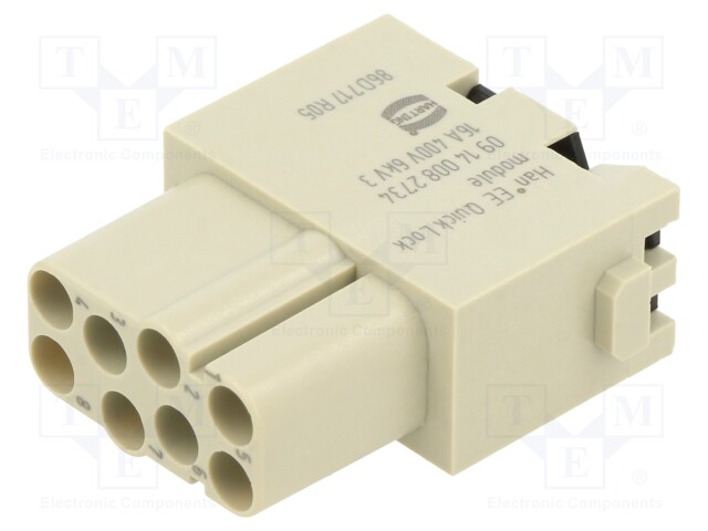 HEAVY DUTY MODULE, RCPT, 8POS, 1.5MM2