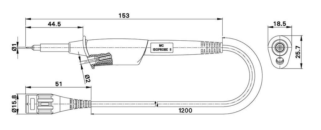 Probe: for oscilloscope; 0÷45MHz; 1: 1; black; 1.2m; Insulation: PVC