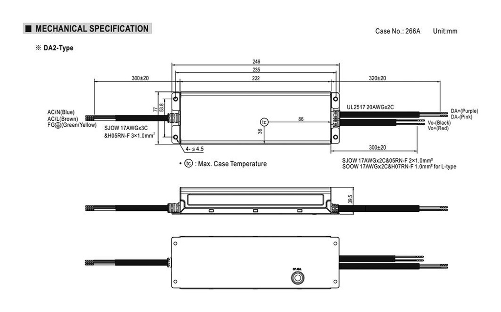 Power supply: switched-mode; LED; 315W; 30÷56VDC; 5570÷7420mA