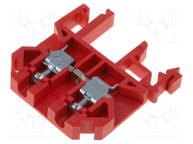 Splice terminal: rail; 0.5÷4mm2; ways: 1; terminals: 2; red; 500V