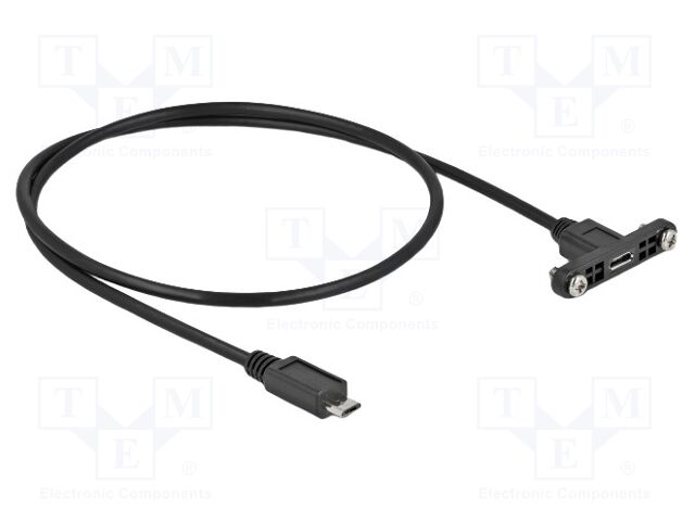 Cable; USB 2.0; USB B micro socket,USB B micro plug; 0.5m; black