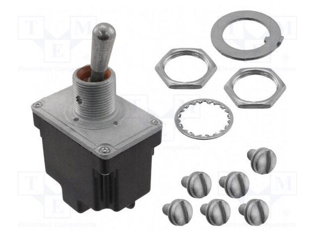 Switch: toggle; Pos: 2; DPDT; ON-ON; 6A/230VAC; 20A/28VDC; -65÷71°C