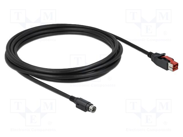 Cable; DIN mini 3pin plug,PoweredUSB plug; 3m; black; 22AWG; 24V